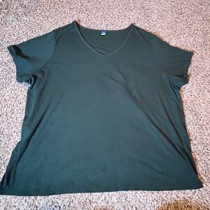 Old Navy Dark Green V-Neck Short Sleeve Tee